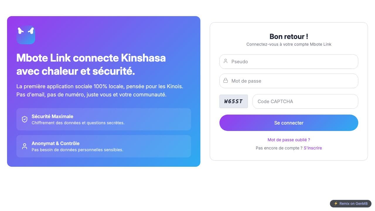 Screenshot of Mbote Link