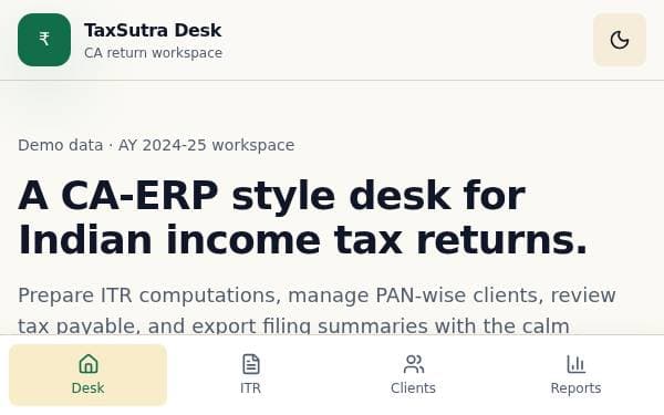 Screenshot of TaxSutra Desk
