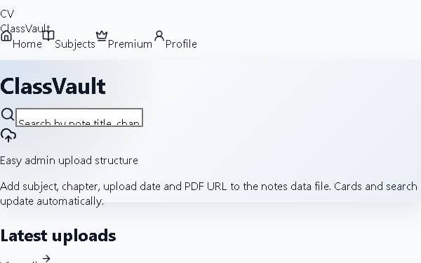Screenshot of ClassVault Notes