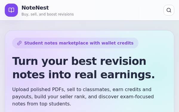 Screenshot of NoteNest Market