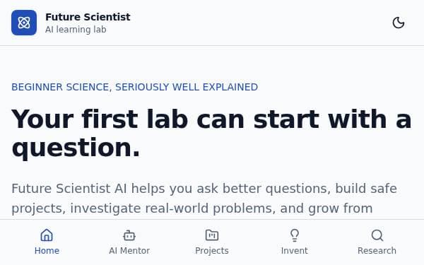 Screenshot of Future Scientist AI