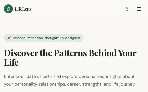 Screenshot of LifeLens Insights