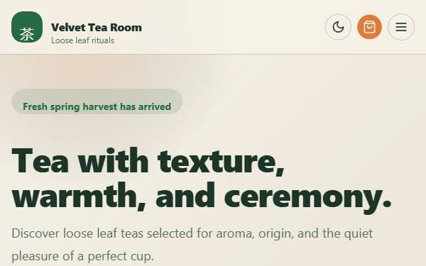 Screenshot of Velvet Tea Room