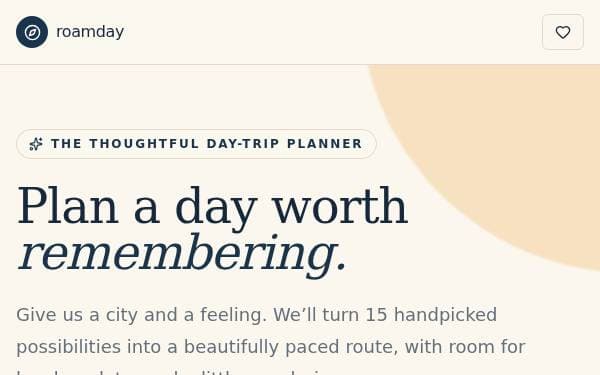 Screenshot of Cinematic Day Trip Planner