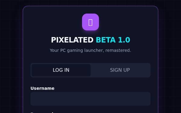Screenshot of Pixelated Game Launcher