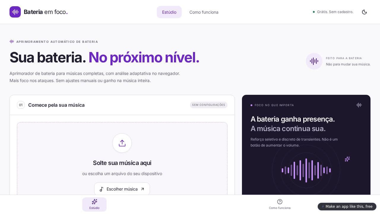 Screenshot of Bateria em Foco
