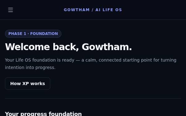 Screenshot of Gowtham Life OS