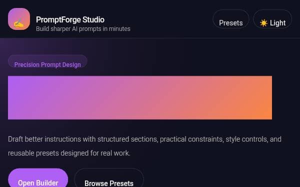 Screenshot of PromptForge Studio