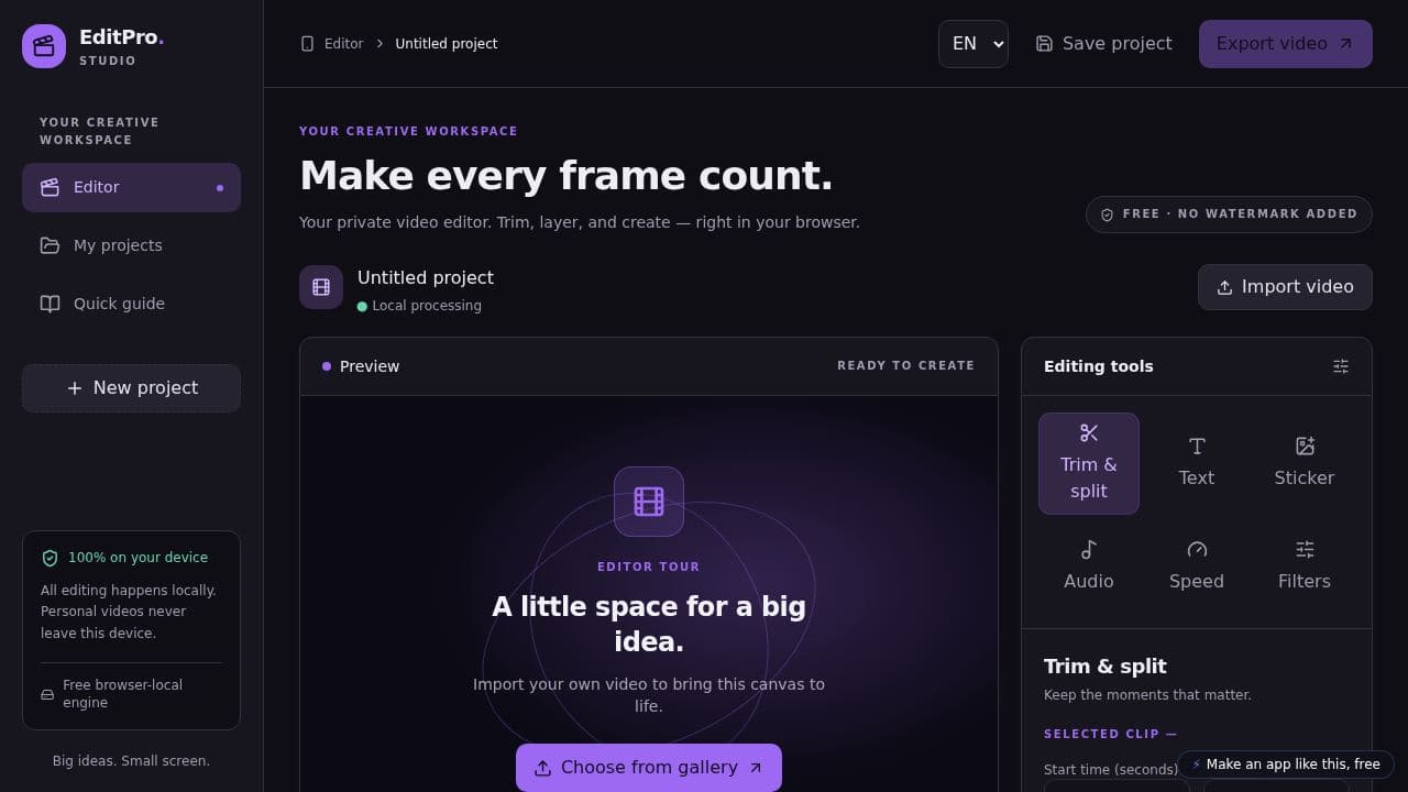 Screenshot of EditPro Studio
