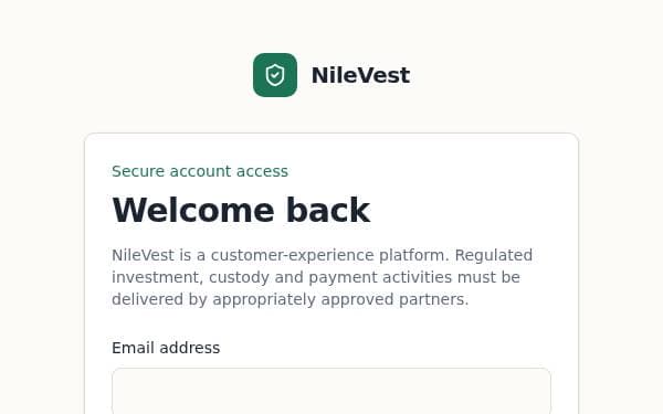 Screenshot of NileVest Portal