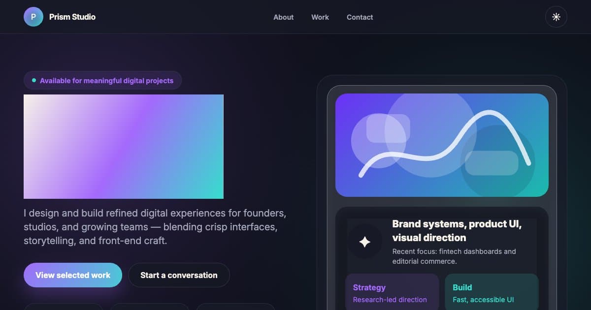 Screenshot of Prism Portfolio