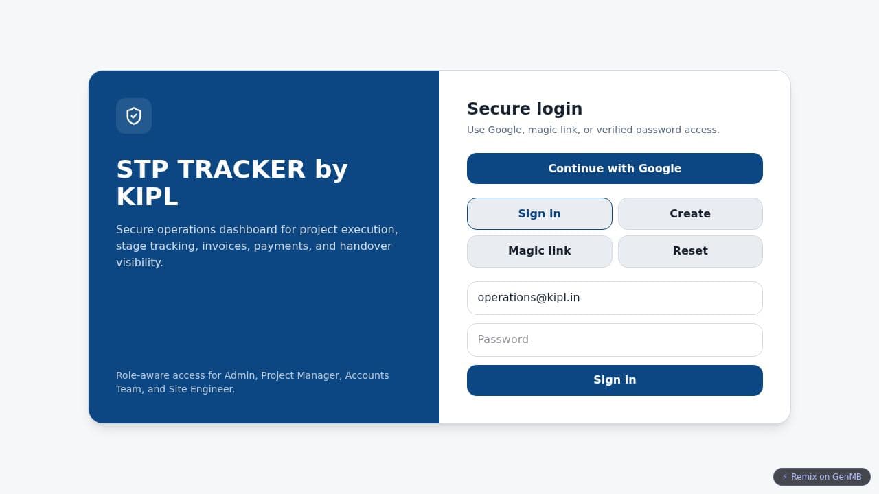 Screenshot of STP Process Tracker