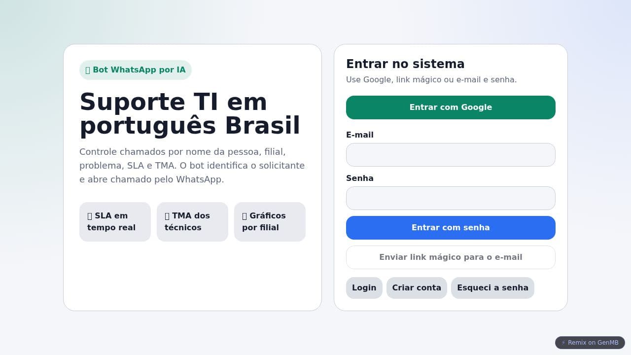 Screenshot of Suporte TI IA