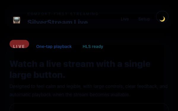 Screenshot of SilverStream Live