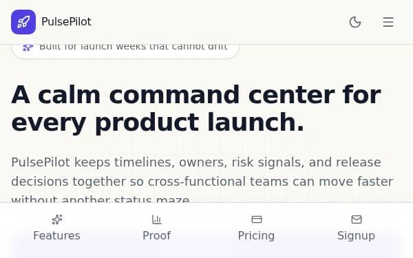 Screenshot of PulsePilot Launch