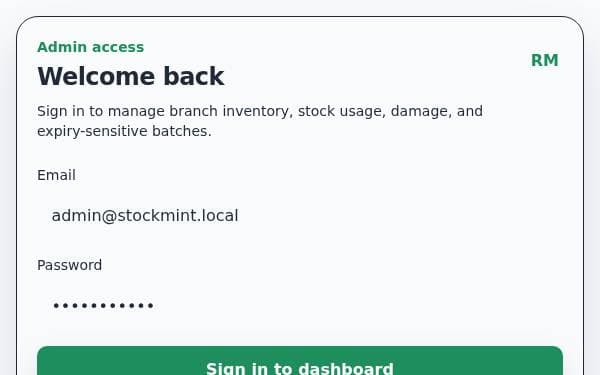 Screenshot of StockMint RM