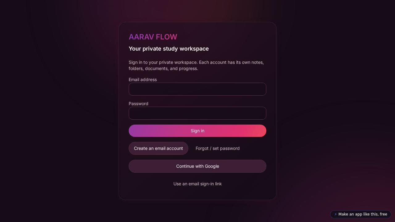 Screenshot of Aarav Flow