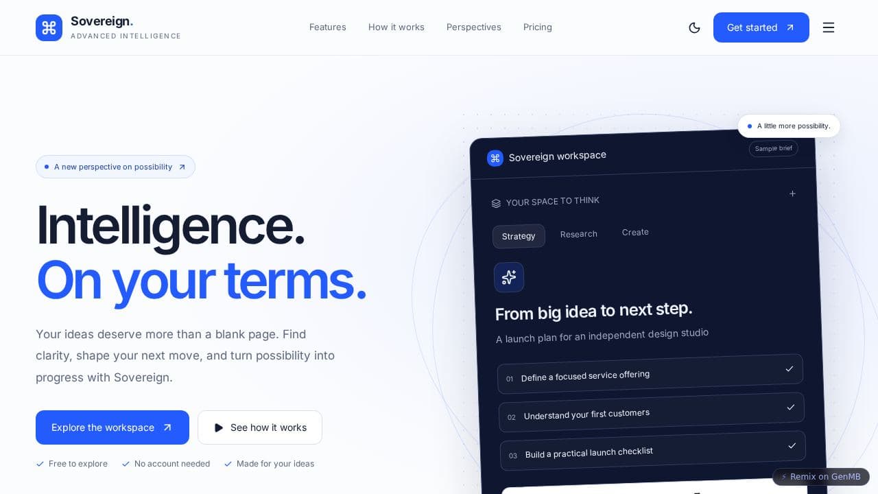 Screenshot of Sovereign Advanced Intelligence