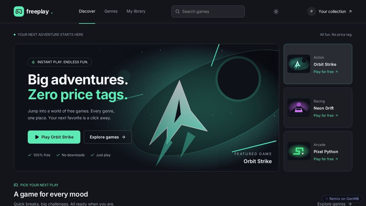 Screenshot of Free Game Hub