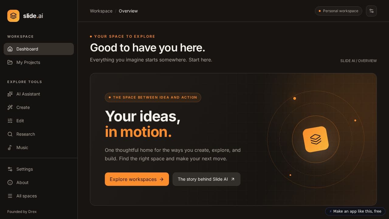 Screenshot of Slide AI Platform