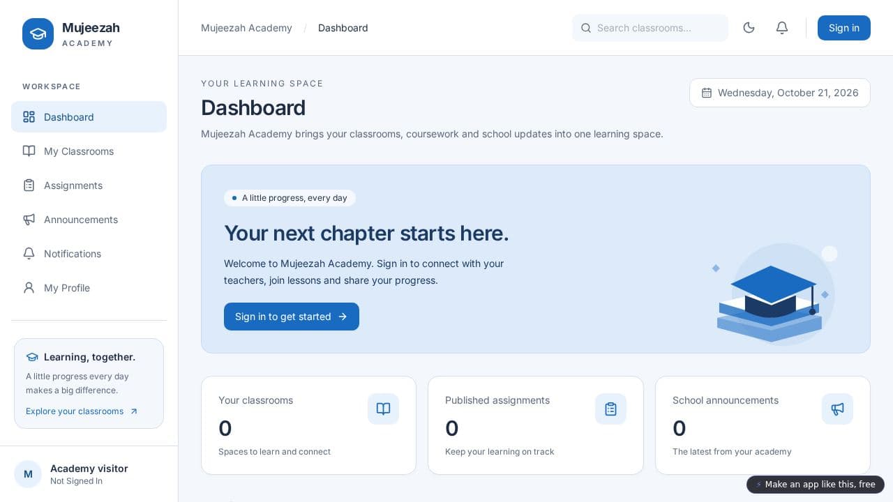 Screenshot of Mujeezah Academy