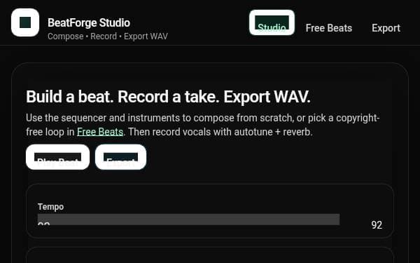 Screenshot of BeatForge Studio