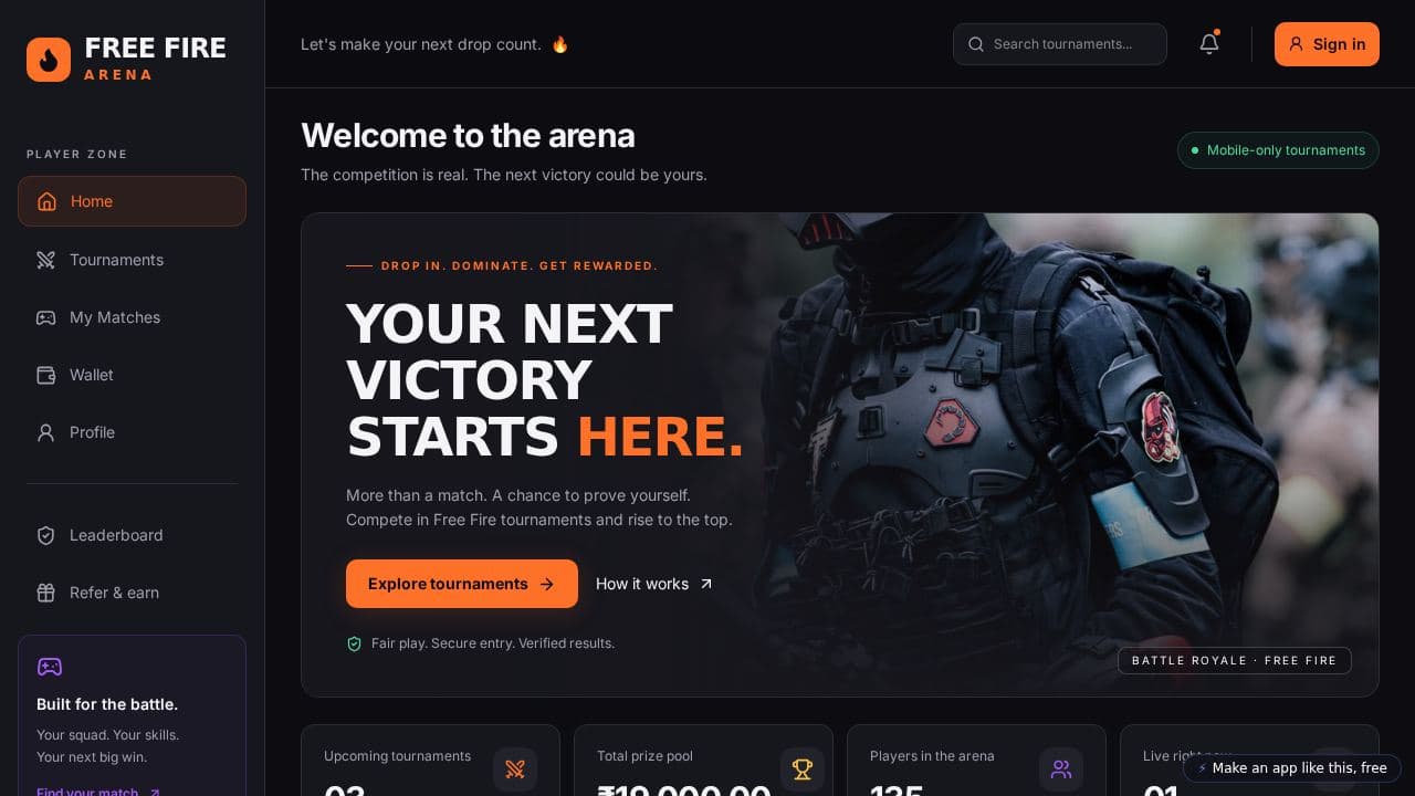 Screenshot of Free Fire Arena