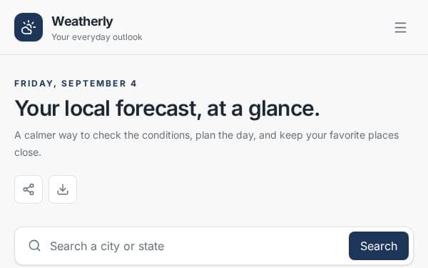 Screenshot of Weather App