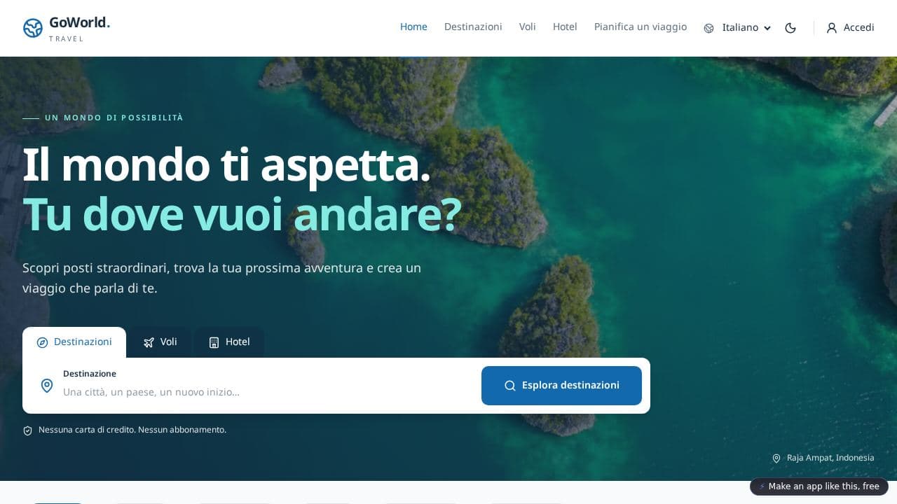 Screenshot of GoWorld Travel