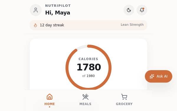 Screenshot of NutriPilot One