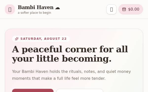 Screenshot of Bambi Haven Dashboard