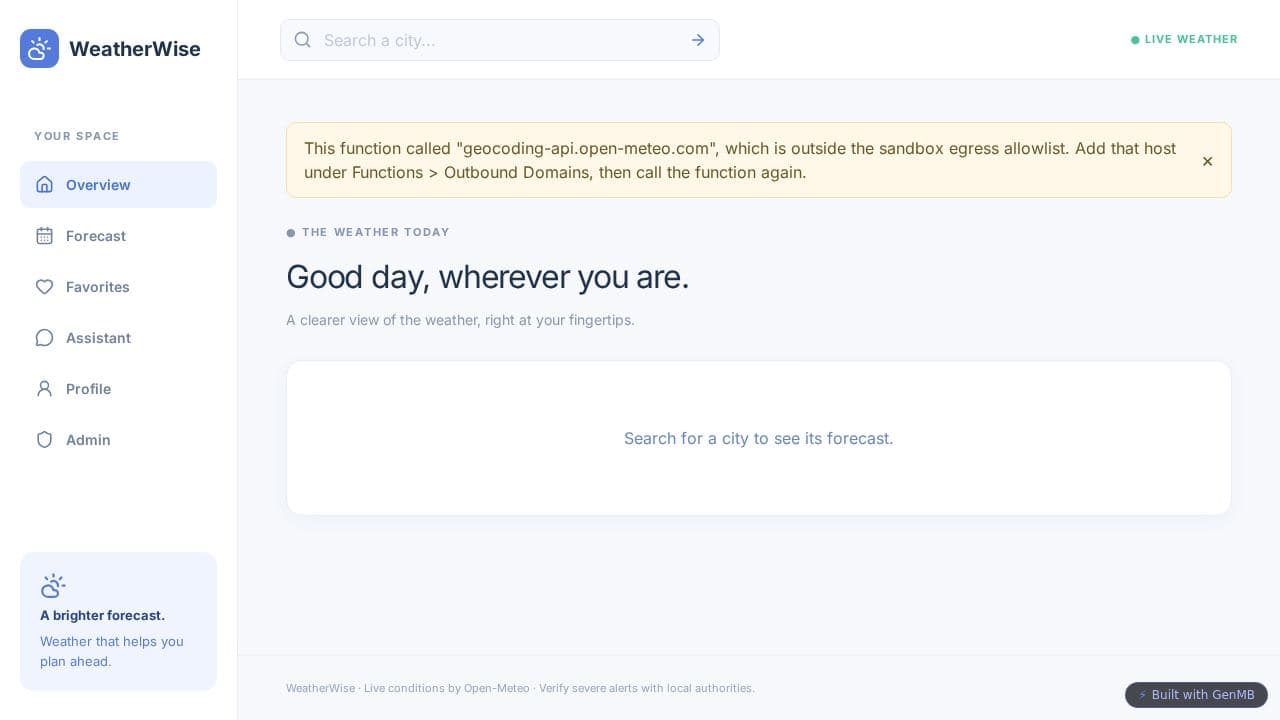 Screenshot of AI WeatherWise