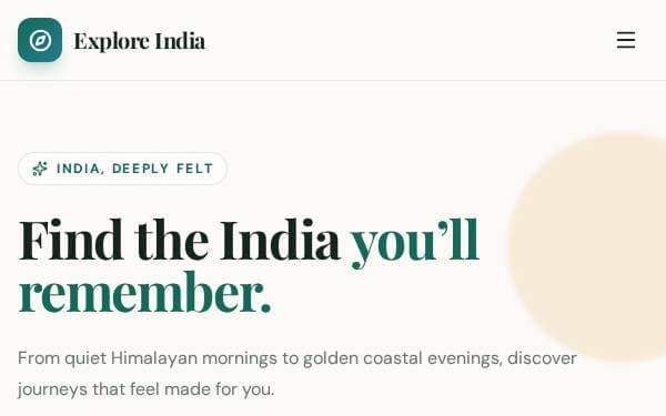 Screenshot of Explore India Travel