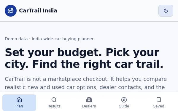 Screenshot of CarTrail India