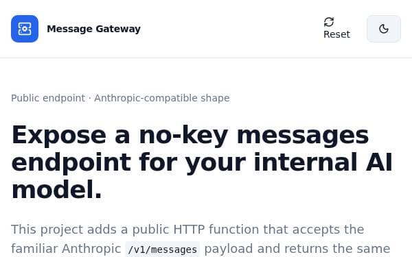 Screenshot of Message Gateway