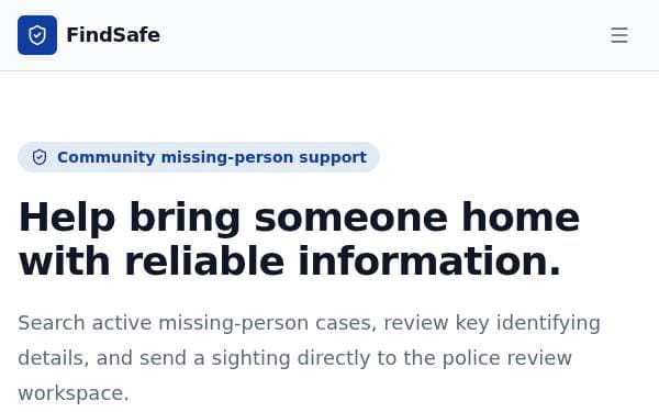 Screenshot of Missing Person Cloud