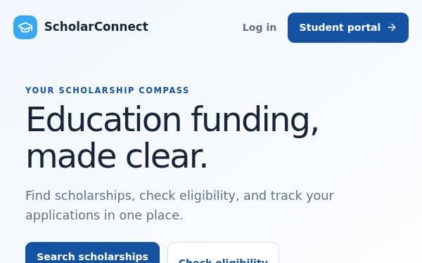 Screenshot of ScholarConnect Portal