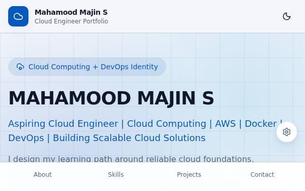 Screenshot of Majin Cloud Portfolio