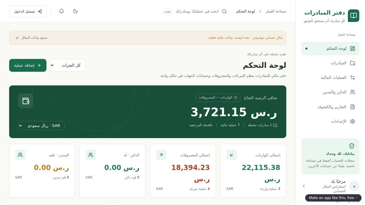 Screenshot of دفتر المبادرات