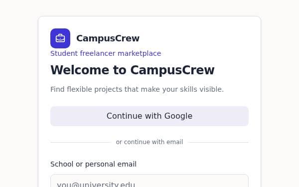Screenshot of CampusCrew Market
