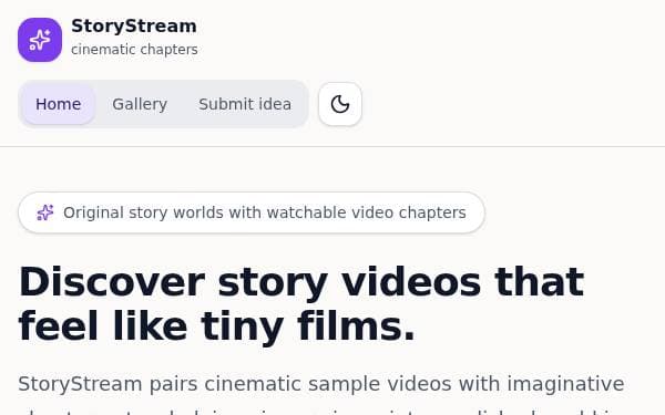 Screenshot of Video Story Hub