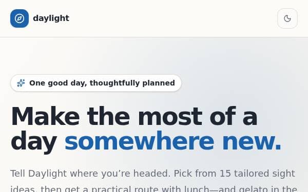 Screenshot of Day Trip Planner
