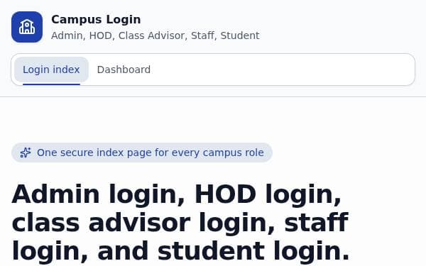 Screenshot of Campus Login Portal