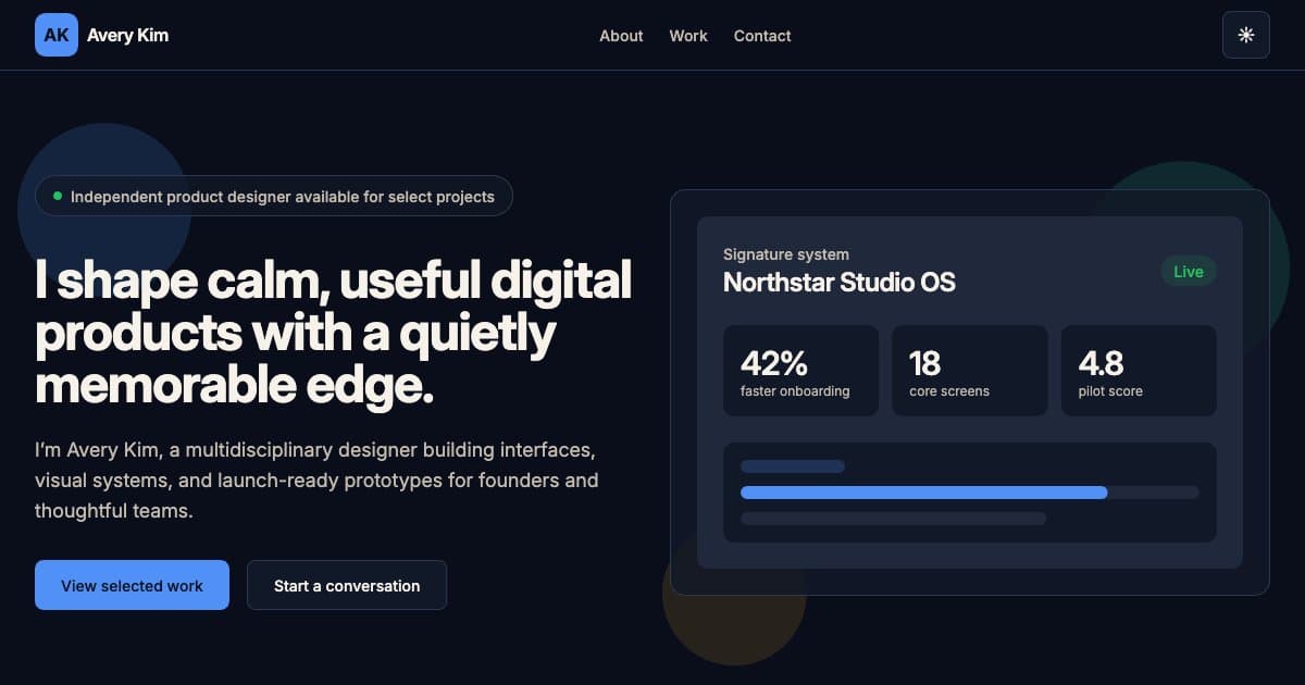 Screenshot of Kindred Portfolio