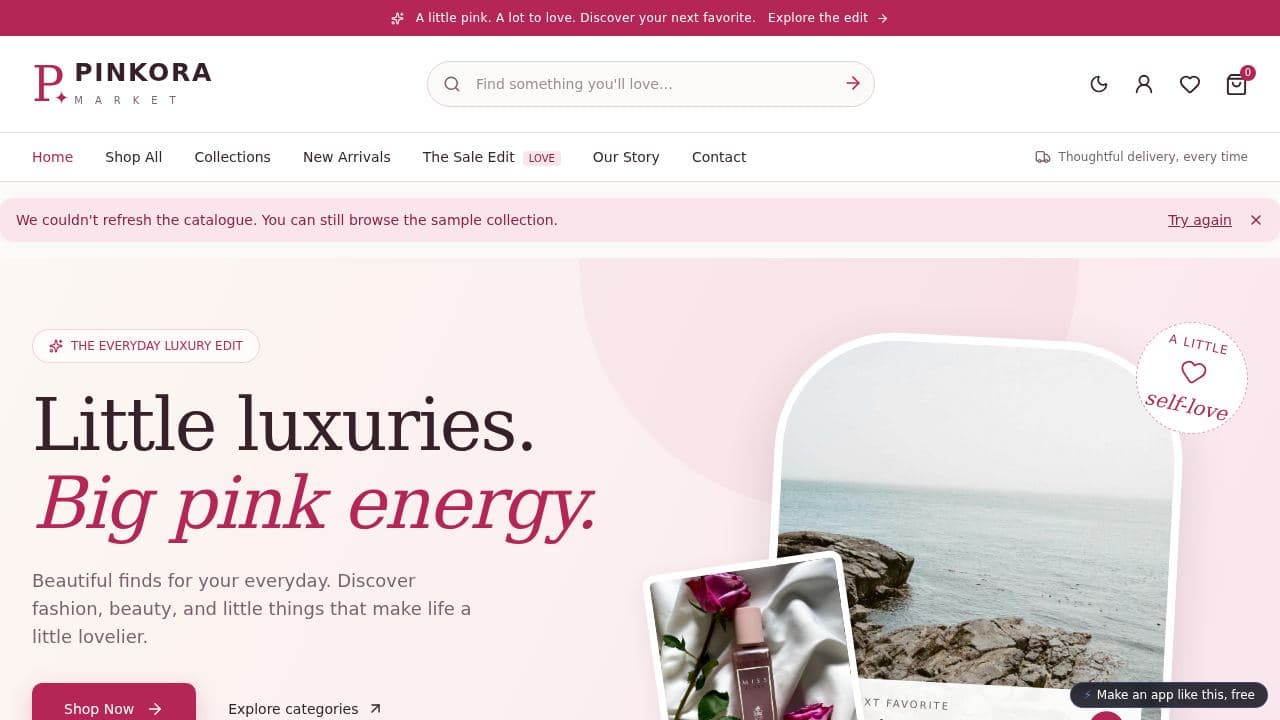 Screenshot of Pinkora Market