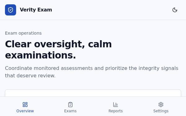 Screenshot of Verity Exam
