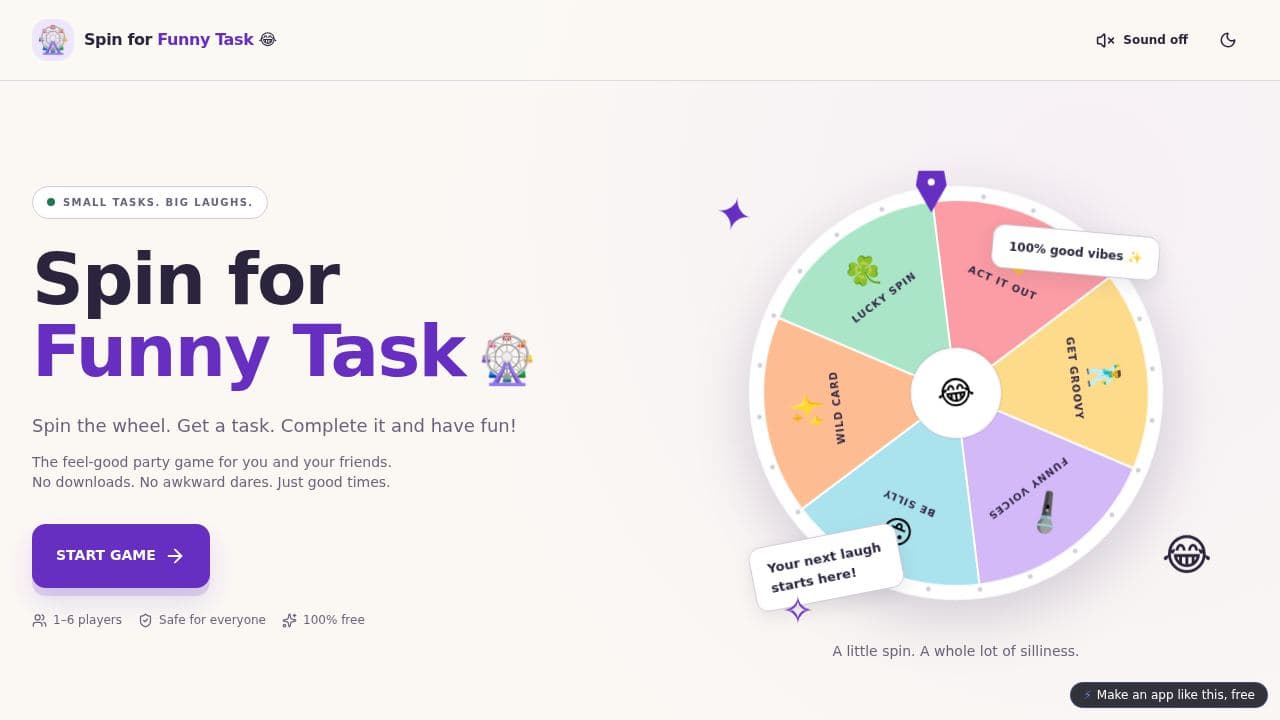 Screenshot of Spin for Funny Task