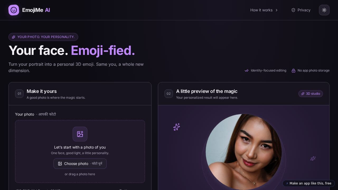 Screenshot of EmojiMe AI
