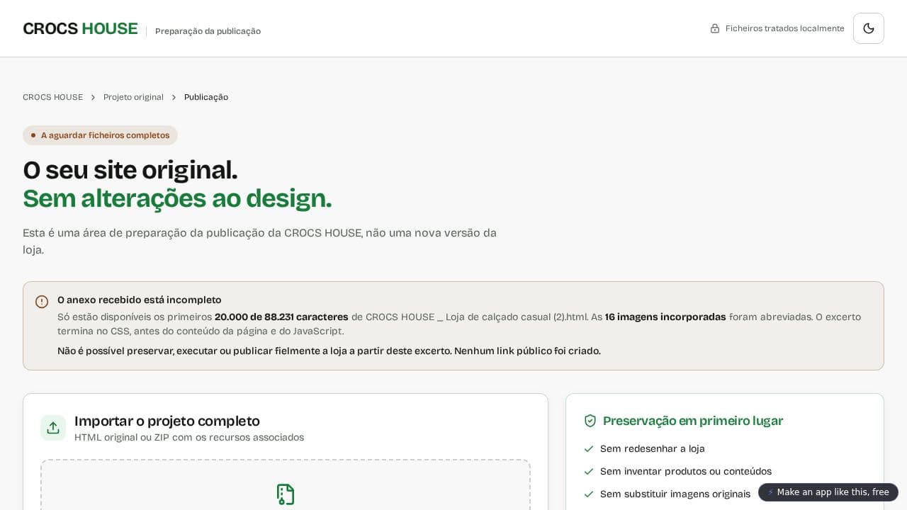 Screenshot of CROCS HOUSE Publicação