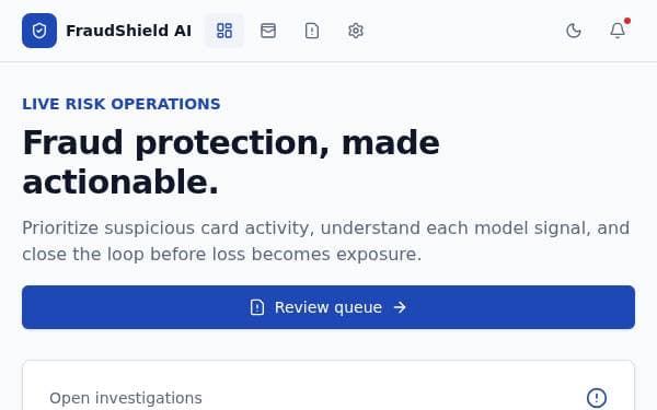 Screenshot of FraudShield AI